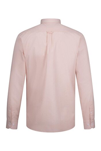 Hatemoğlu Pink Comfort Fit 100% Cotton Slim Collar Long Sleeve Sports Shirt