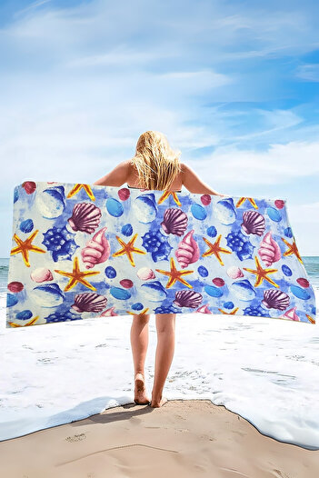 DOFİ Adult Unisex 70X140Cm Summer Patterned Beach Towel - Bath Towel - Sea Towel