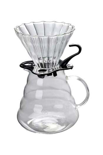 Generic East Lady V60 Manual Coffee Share Pot With Filter Glass Clear