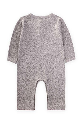 Cigit 0-3 Years Gray Melange Kangaroo Pocket Jumpsuit