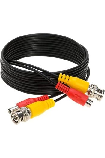 Generic Pre-made BNC Video and Power Cable for CCTV Cameras, 30 Meters – Black, All-in-One Extension Cable