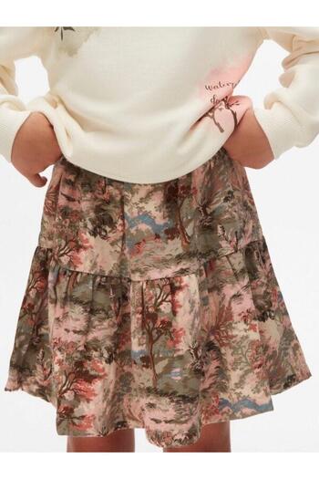 Zekids Girl's Elastic Waist Patterned Şebboy Skirt