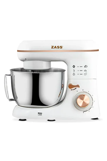 Zass Planetary Mixer Zpsm 21 Rose Gold, 1300 W, 4 L Stainless Steel Bowl, 6 Speeds, Pulse, White