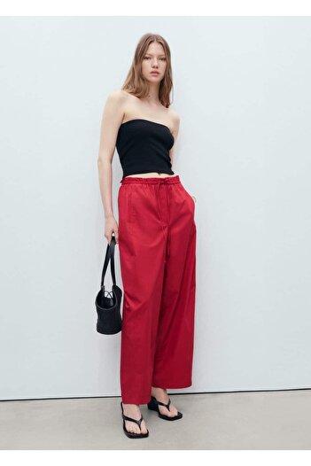 MANGO Woman Paper Bag Cotton Trousers
