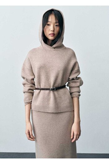 MANGO Woman Wool Blend Hooded Sweater