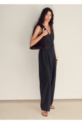 MANGO Woman Straight Cut Linen Blend Pants