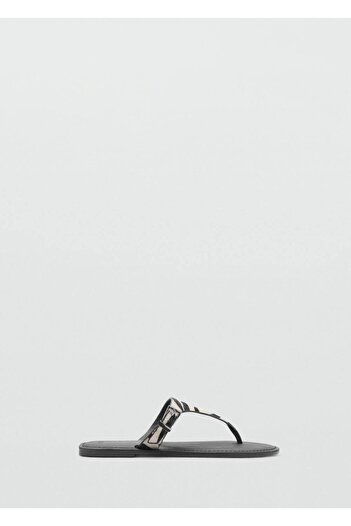 Mango Teen Animal Print Leather Sandals