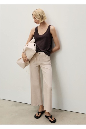 MANGO Woman Buttoned Wideleg Jeans