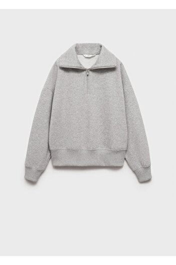 MANGO Kids Zippered Turtleneck Sweatshirt
