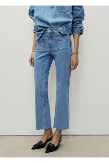 MANGO Woman Flare Jean Pants with Pockets