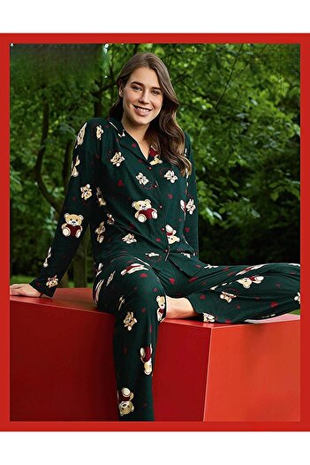 Pijamoni Suede Women's Pajama Set - Buttoned Front and Lycra, 9 - 1 Piece