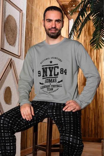 Sude men'S Single JerSey PAjAmA Set - Crew Neck, Long Sleeve, A803/123 - 1 Piece