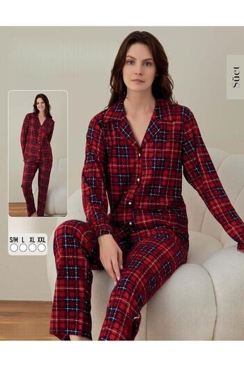 BOYRAZ SueDe Women's Pajama Set 02022 - Neck ButtoneD, 1 Piece