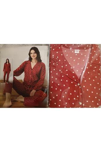 BOYRAZ Suede Women's Pajama Set 02021 - Neck Buttoned, 1 Piece