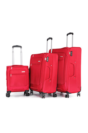 Giordano Softside Luggage Trolley Bag 3 pcs Set-Size (31-27-19-inch)RED