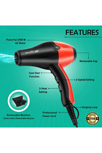 İkonic Ikonic Hair Dryer - Speedy (RED AND BLACK)