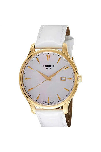 TISSOT Women’s Analogue Quartz Movement Watch with Stainless Steel 42mm Case and Leather Bracelet