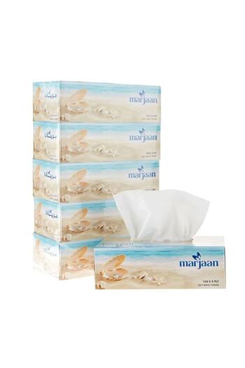 marjan Soft Facial Tissue 200 Sheets 2 Ply 5 Boxes X 6 Outer Sterilized Tissue, 30 Boxes