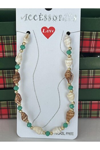 Meri Green Bead Detailed Conch Anklet