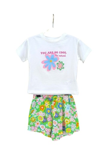 wakawakakidsstore Girl's Floral Print T-Shirt & Shorts Set
