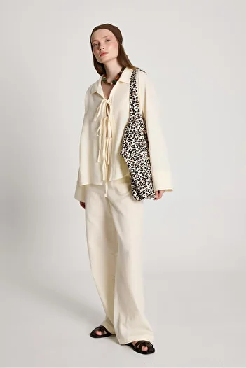 minaaise Luis Muslin Tie-Up Shirt/Pants Set Natur