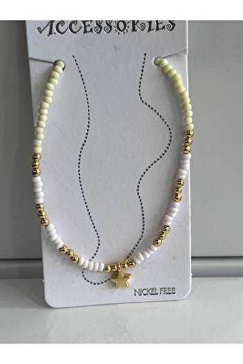 Meri Star Detail White Bead Necklace