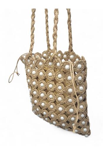 Matmazel Women's Summer Straw Bag with Pearls 107210423