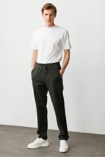 Desen Triko Men's Pocket Side Fabric Sweatpants K.Khaki