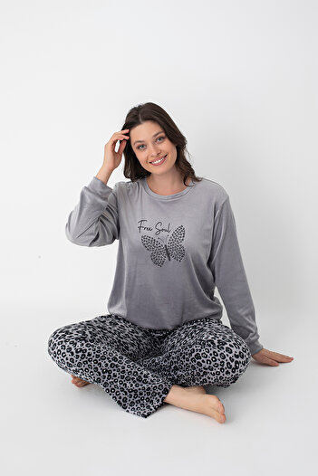 DOFİ Kadın Leopar Desenli Süper Soft Pijama Takımı