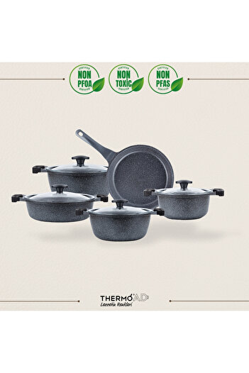 ThermoAD |   Cookware Set |   Graneu Series |   9 Pieces |   Gray