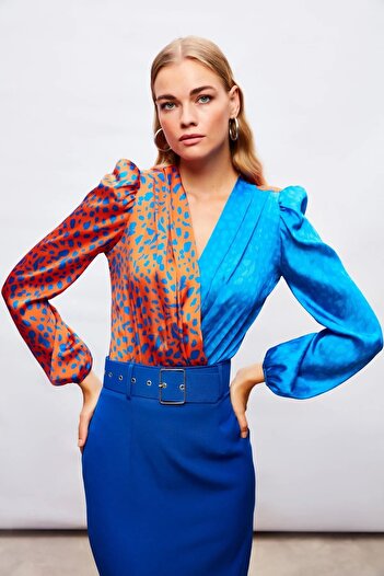 Sateen Double Breasted Patterned Bodysuit