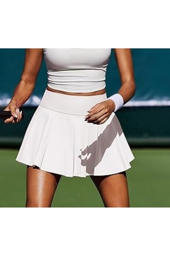 LADY HAZAL Fusta albă de tenis cu talie înaltă - Fusta scurtă Darkalıp - Fusta mini sport cu buzunare - Fusta de tenis cu două straturi