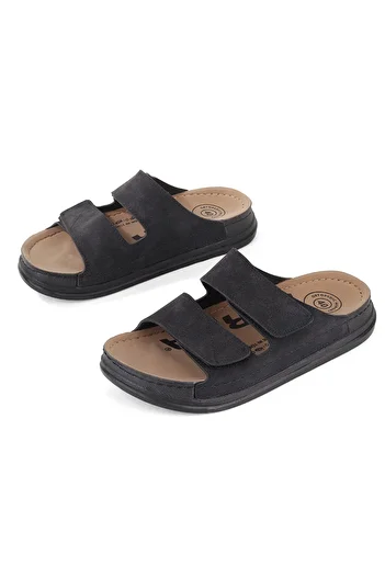 Vojo Ironside Velcro Άνετη Σόλα Ρυθμιζόμενη Hospital Sea Pool Beach Ανδρικές Παντόφλες Μαύρες