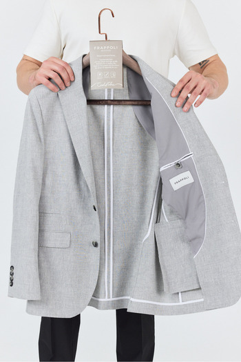 Frappoli Zevos Men's Gray Linen Blended Unlined Sports Blazer Jacket