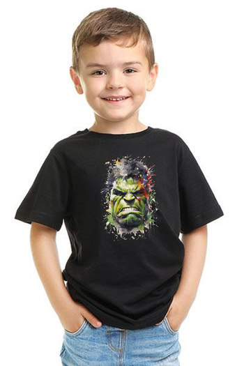 makiteks Cotton Combed Girl Boy Unisex Printed Tshirt T-Shirt 5 6 7 8 9 10 11 12 13 14 Years Hulk02