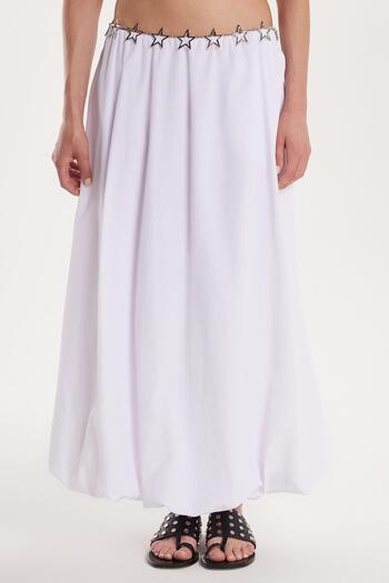 Tudors Women's Standard Fit Elastic Waist Pleated White Skirt