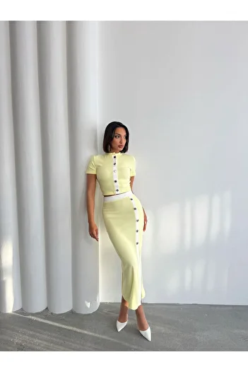 fhk atelier Women's Button Detailed Skirt Suit