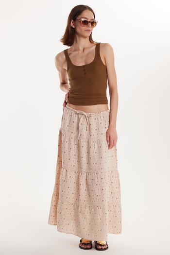 Tudors Women's Standard Fit Elastic Waist Tie Printed Skirt