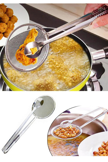 Snow Homs Frying Tongs with Strainer and Colander