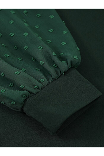 Take Two By Styli Solid Green A-Line Knee-Length Dress