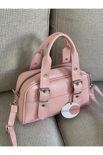 BAGLOVİS Straps Adjustable Buckle Detail Pudra Women's Shoulder Bag En25 Size15