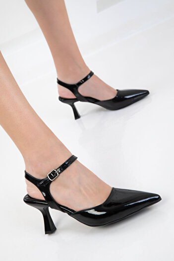 SOHO Black Patent Leather Women's Classic Heeled Shoes 20644