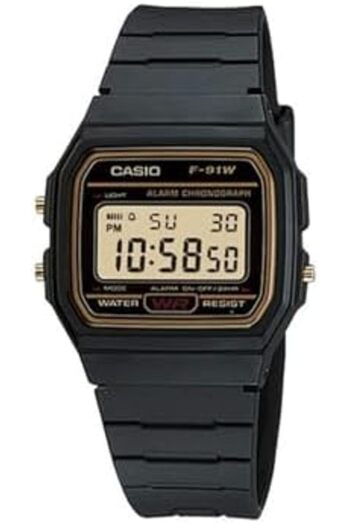 Casio Digital Watch with Resin Strap, Black, F-91wg-9qdf