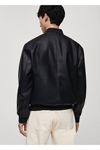 MANGO Man Δερμάτινο bomber jacket