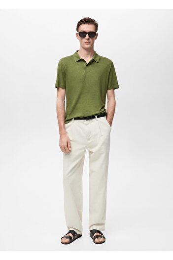 MANGO Man Slim Fit Linen Polo Shirt