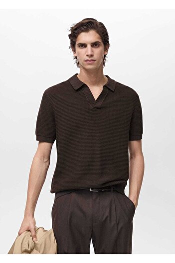 MANGO Man Poloshirt aus 100 % Baumwolle mit geformtem Strick
