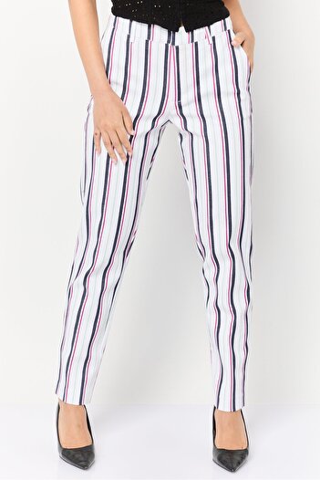 Scotch & Soda Women Regular Fit Stripe Dress Pants, Multicolor