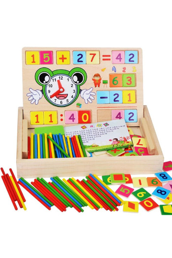 OEM Tabla multifunctionala Montessori cu operatiuni matematice, bete si ceas, 24 cm