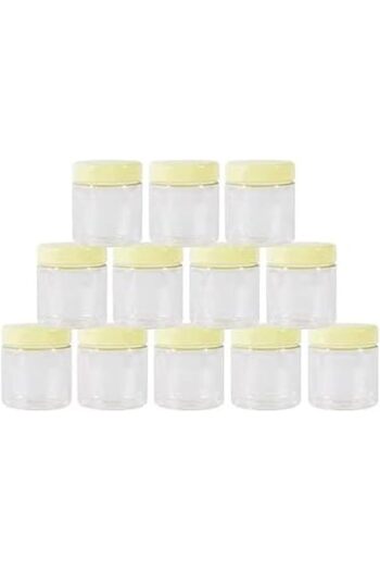 Alsaqer Plastic Spice Storage Pet Jar with Lid 12-Pieces Set, Sunpet 100 ml Capacity, Clear