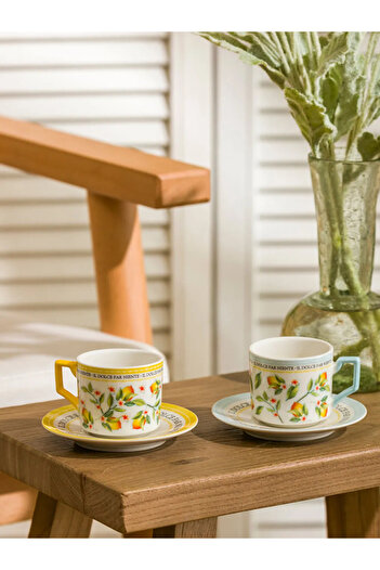 LC Waikiki Lcw Home Mixed Flower Printed 2 Personality Porcelain Coffee Cup Set 90 ml